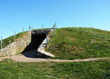 Entrance and dome of Barclodiad Y Gawres burial chamber