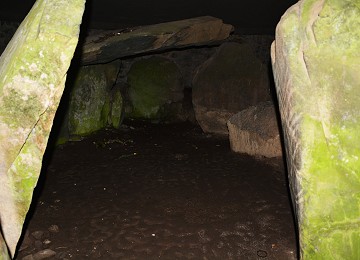 Inside the chamber at Barclodiad Y Gawres