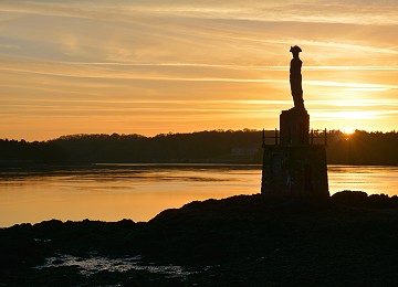 Nelson statue and Menai Strait sunset