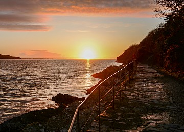 Sunset over the Afon Dwyryd from the coastal path at Portmeirion