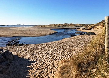 Traeth Crigyll beach sand dunes and river