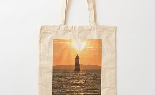 Trwyn Du lighthouse cotton Tote bag