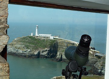 Viewing window of south stack lighthouse at Elins tower