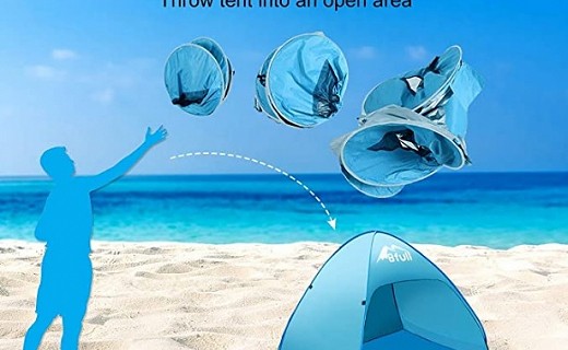 beach tent folding up
