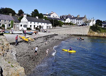 Kids playing at Moelfre south beach
